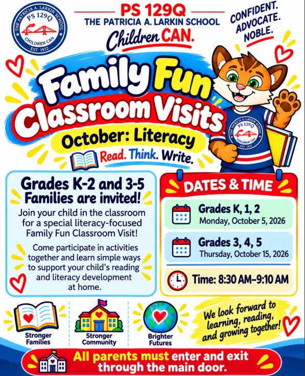 Family Fun classroom visit flyer